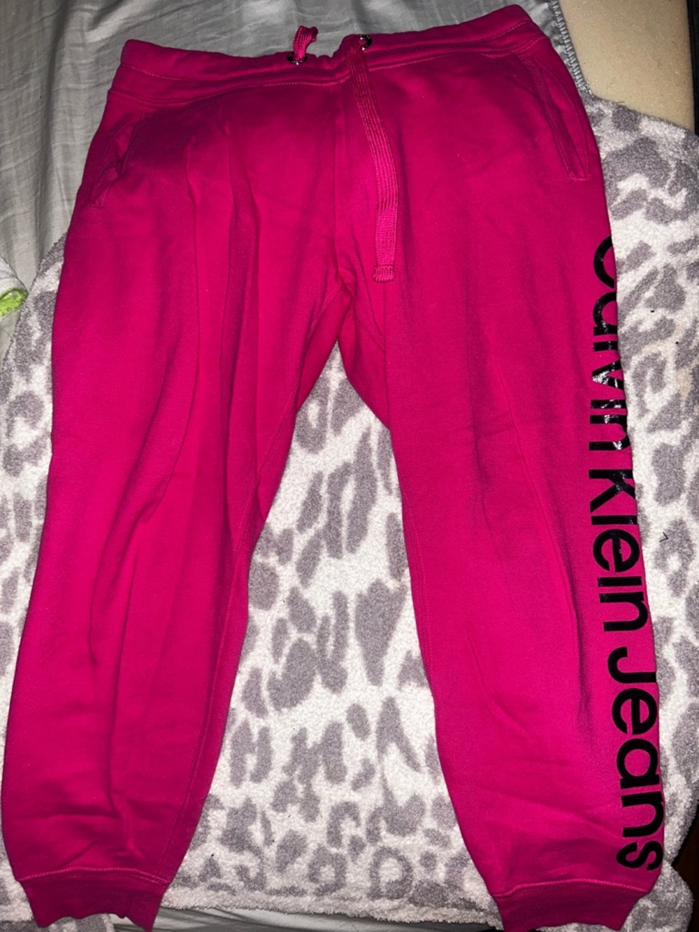 Calvin Klein Hot Pink Track Joggers with Side Logo